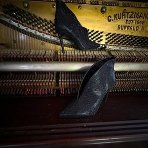 JESSICA SIMPSON SIZE 37 onyx #metallic #studded stiletto slit-top #booties